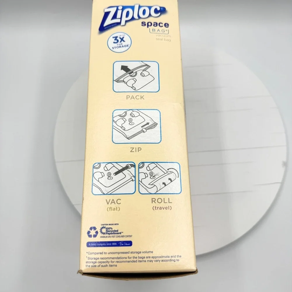 Ziplock Space Bag 6 Bag Variety Open Box Travel Bag Medium Large X-Large Flats